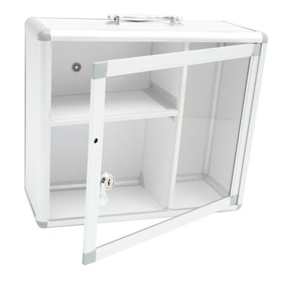 FRCOLOR Medicine Storage Box Wall-Mounted Medicine Cabinet Aluminum Alloy Tool Box Locking for Boys and Girls Safety