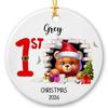 3D Cute Bear Break Through The Wall Ornament, Custom Name 1st Xmas Bears Ceramic Ornaments 2025, Personalized 1st Christmas Bear Ornament Gifts for Son Daughter, Cute Baby Bears Keepsake Ornaments view 1