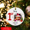 3D Cute Bear Break Through The Wall Ornament, Custom Name 1st Xmas Bears Ceramic Ornaments 2025, Personalized 1st Christmas Bear Ornament Gifts for Son Daughter, Cute Baby Bears Keepsake Ornaments view 2