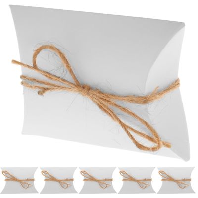 Kraft Paper Pillow Candy Box 120 Pieces with Rope for Xmas Halloween