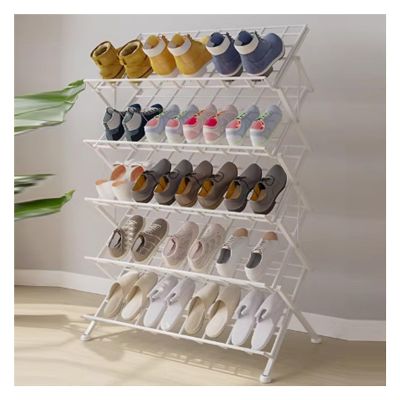 KIYILIHI Shoe Rack, 5 Tier Shoe Drying Rack, Installation Free Foldable Shoe Display Stand, for Home Shopping Mall Bedroom Closet Dorm Room Entryway(White)