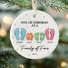 CleveFit Personalized Circle Ceramic Ornament Family Gift, First Christmas As A Family Of Four Footprints Ornament, Family Of Three Christmas Ornament 2024, 3D Inflated Effect Printed Ornament view 2