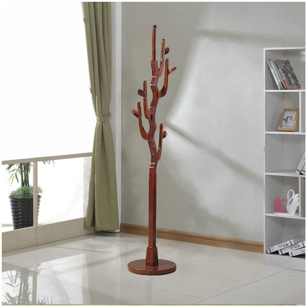 Coat Rack Coat Rack Freestanding Wooden Coat Tree with 9 Hooks Easy to Assemble Coat Hanger Stand for Bedroom Hallway Entryway Coat Stand (Color : Begonia)