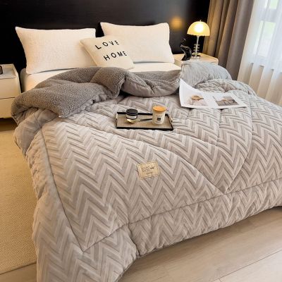Rusopobe Quilt King Size Sherpa Full Size, New Winter Lambswool Heavy Quilts Double Sided Thickened Cashmere Comforter Wintering Warm Quilt Blanket(D,180x220cm/4.0kg)