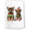 Adorable Christmas Elf Kitchen Hand Towel | German Shepherd | Pet Animal Lover Gifts view 1