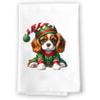 Adorable Christmas Elf Kitchen Hand Towel | Cavalier King Charles Spaniel | Pet Animal Lover Gifts view 1