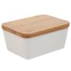 BEBEMOKO 1pc Porcelain Butter Box Wooden Lid Elegant Ceramic Butter Keeper for Kitchen and Dining for Home Restaurant Use view 1