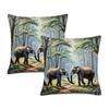 Art and Beyond Set of 2 Decorative Linen Throw Pillow Covers A Loving Grey Elephant Couple a Safari Jungle Animal Design Accent Cushion Cases for Couch & Home Decor view 1