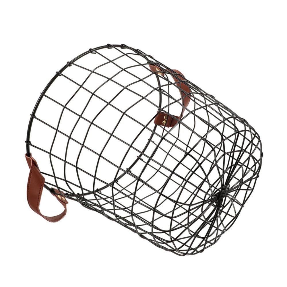 ANDRESLAD Large Round Iron Firewood Basket Metal Storage Bin for Firewood Laundry and Toys Ventilated Design for Outdoor Indoor Use Rustic Farmhouse Organizer with Handle