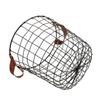 ANDRESLAD Large Round Iron Firewood Basket Metal Storage Bin for Firewood Laundry and Toys Ventilated Design for Outdoor Indoor Use Rustic Farmhouse Organizer with Handle view 1