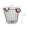 ANDRESLAD Large Round Iron Firewood Basket Metal Storage Bin for Firewood Laundry and Toys Ventilated Design for Outdoor Indoor Use Rustic Farmhouse Organizer with Handle view 2