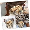 ANDRESLAD Large Round Iron Firewood Basket Metal Storage Bin for Firewood Laundry and Toys Ventilated Design for Outdoor Indoor Use Rustic Farmhouse Organizer with Handle view 3