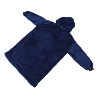 AOKWAWALIY Hoodie Warm Blanket Cozy Fleece Pajamas for Fall Winter Comfortable Nightgown for Cold Blue