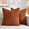 Fancy Homi 2 Packs Rust Euro Decorative Throw Pillow Covers 28x28 Inch for Bedroom Bed, Farmhouse Boho Home Decor, Soft Corss Corduroy Patchwork Textured Square Terracotta Cushion Case 71x71 cm view 1