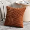 Fancy Homi 2 Packs Rust Euro Decorative Throw Pillow Covers 28x28 Inch for Bedroom Bed, Farmhouse Boho Home Decor, Soft Corss Corduroy Patchwork Textured Square Terracotta Cushion Case 71x71 cm view 2
