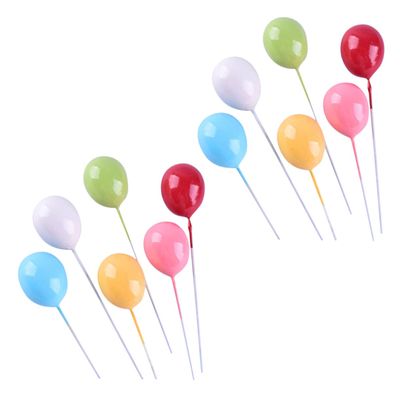 VICASKY 12 Pcs Adorable Balloon Shape Cake Picks Mini Birthday Cake Topper Foam Balloon Baking Toppers
