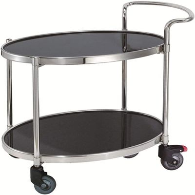 KEPIUAAF Bar Cart, Home Bar Hotel Serving Cart Wine Cart - Serving Cart Trolley 90 X 51 X 91 Cm,Kitchen 2 Levels Shelves, Rolling Utility Cart with 4 Wheels, Duty Storage Organiser(Silver)