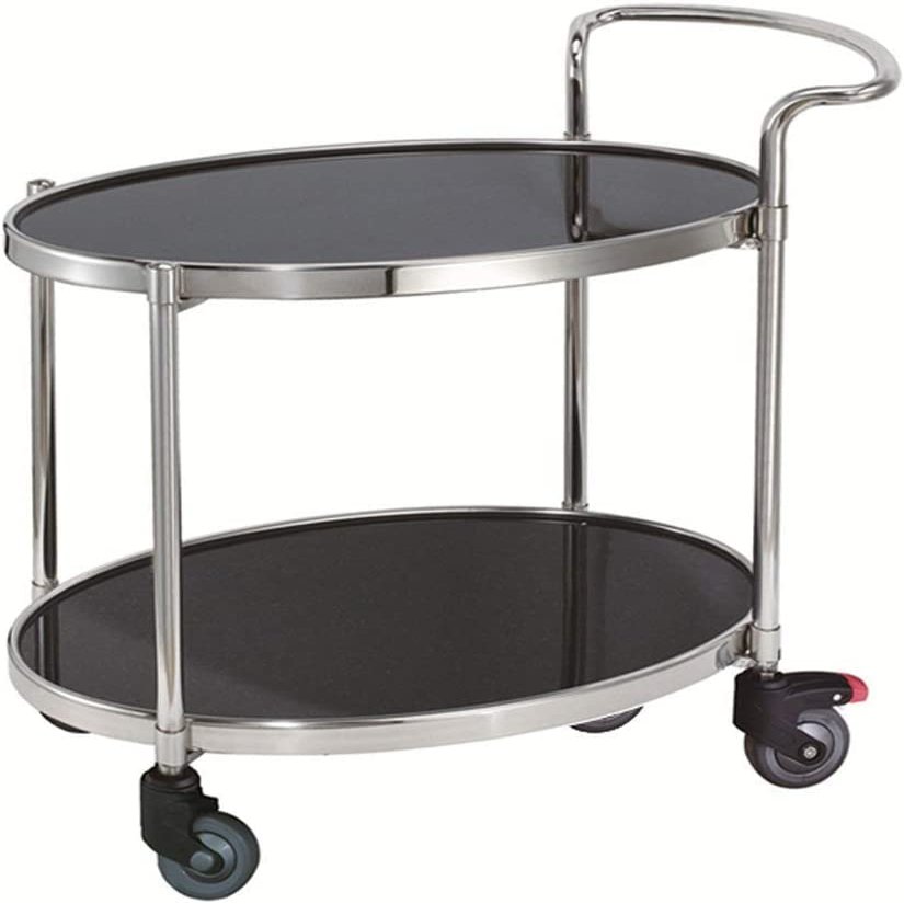 KEPIUAAF Bar Cart, Home Bar Hotel Serving Cart Wine Cart - Serving Cart Trolley 90 X 51 X 91 Cm,Kitchen 2 Levels Shelves, Rolling Utility Cart with 4 Wheels, Duty Storage Organiser(Silver)