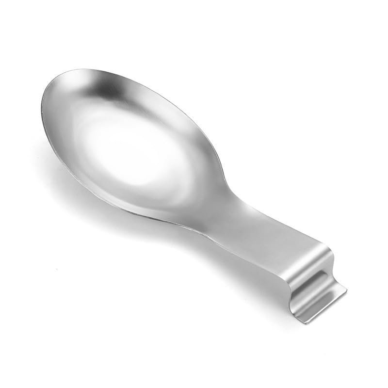 WHIERGGIN Silverware Set, 1/4/6/8/10/12 Pieces Stainless Steel Spoon Tray Hot Pot Spoon Tray Spoon Rack Hotel Restaurant Kitchenware Bracket Spoon(Silver,10 Pieces)