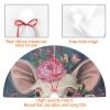 Painting Flower Animals Printed Christmas Tree Skirt 48 Inch Double Layers Soft Xmas Tree Skirts Base Floor Mat for Holiday Party Decoration Ornaments view 4