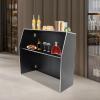 DONNGYZ 4' Portable Folding Event Bar with Shelves, Mobile Laminate Bartender Station for Parties and Events - Black & White Edge view 2