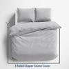 3 Side Zipper Duvet Cover Set Full Size - Unique Design Microfiber Duvet Cover Set with 3 Sided Zipper Closure, 3 PCS Full Size Duvet Cover (80"x90") & 2 Pillow Cases(20"x30"), Silver Grey view 2