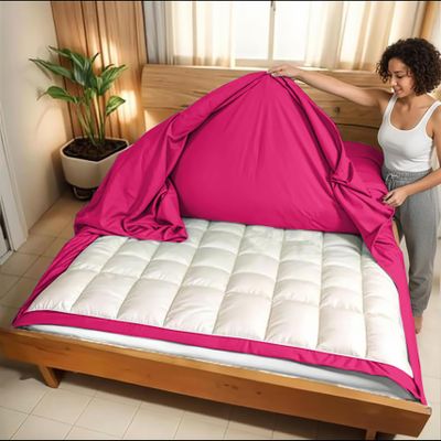 3 Side Zipper Duvet Cover Set Twin Size - Unique Design Microfiber Duvet Cover Set with 3 Sided Zipper Closure, 3 PCS Twin Size Duvet Cover (68"x90") & 1 Pillow Cases(20"x26"), Hot Pink