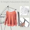 Clothes Drying Rack - 2-Level Laundry Drying Rack with 24 Drying Rails, Hanging Bar, and 2 Height-Adjustable Wings - Indoor/Outdoor Foldable Drying Rack by Home-Complete (Platinum) view 3