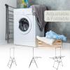 Clothes Drying Rack - 2-Level Laundry Drying Rack with 24 Drying Rails, Hanging Bar, and 2 Height-Adjustable Wings - Indoor/Outdoor Foldable Drying Rack by Home-Complete (Platinum) view 4