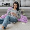 Aimuan Reading Pillow Checkered Bed Rest Wedge Backrest Checkerboard Pillow with Arms Back Support for Sitting Up in Bed Cushion Incline Rest Sleeping Snoring Pillow, Purple Large view 4