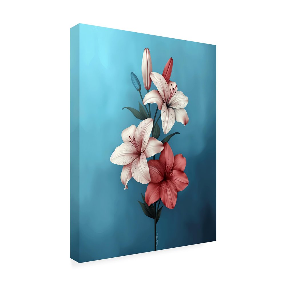Trademark Fine Art - 'Abstract Pink And Blue White' Canvas Art - 19x14