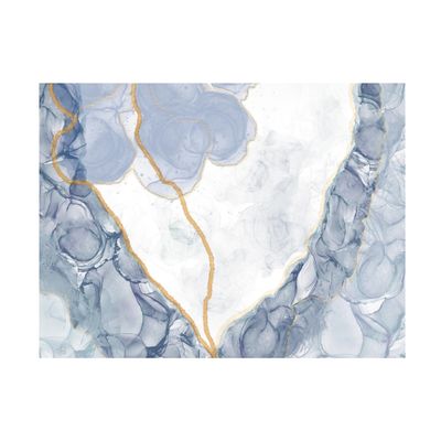 Trademark Fine Art Canvas Wall Art - Line and Brush 'Textured Inks Blues Alcohol' Wall Art for Living Room, Bedroom, or Office Dcor