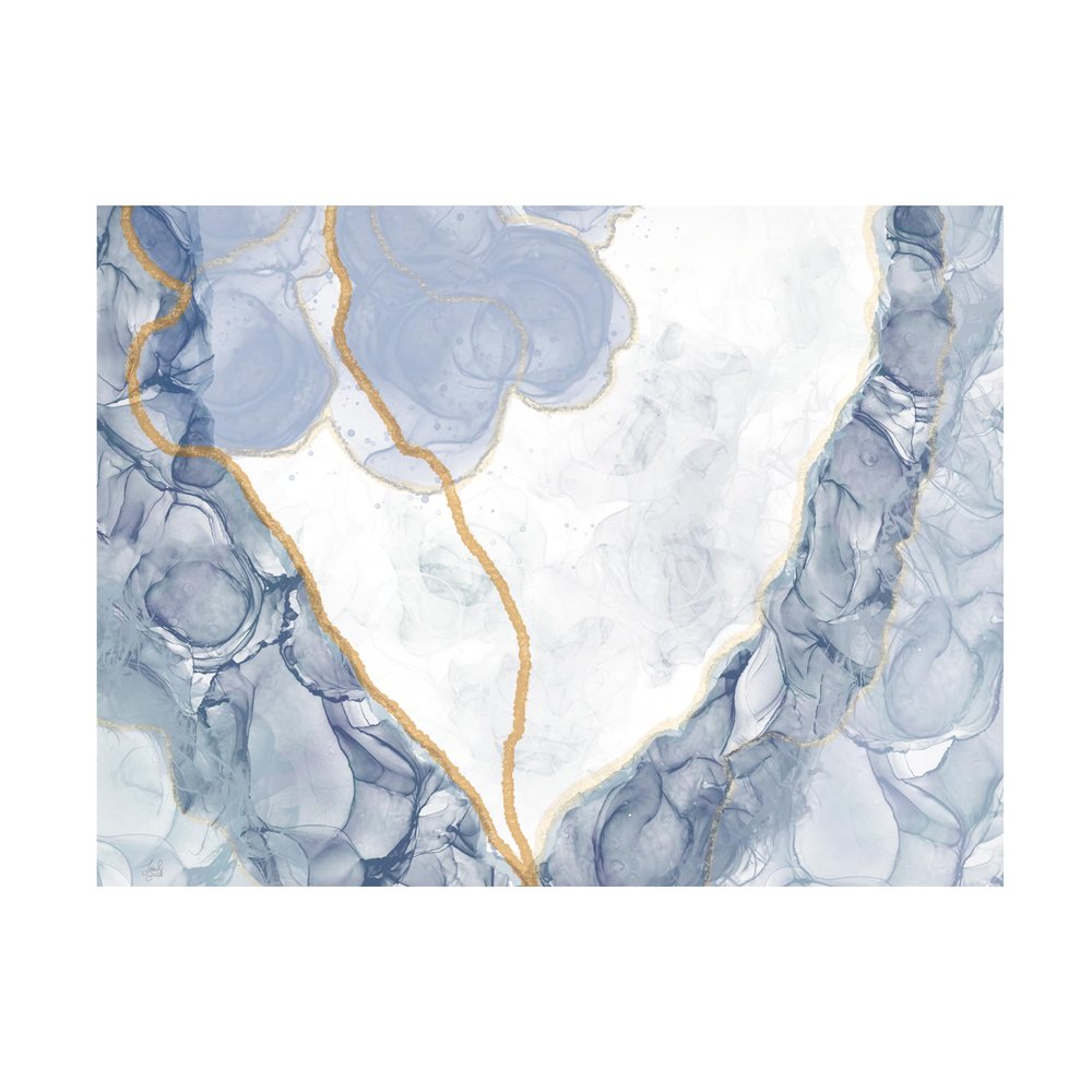 Trademark Fine Art Canvas Wall Art - Line and Brush 'Textured Inks Blues Alcohol' Wall Art for Living Room, Bedroom, or Office Dcor
