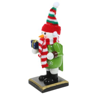 PRETYZOOM Christmas Snowman Nutcracker Ornament Wooden Nutcracker Figurine Cute Xmas Table Decor Holiday Decoration for Parties Weddings Engagements More