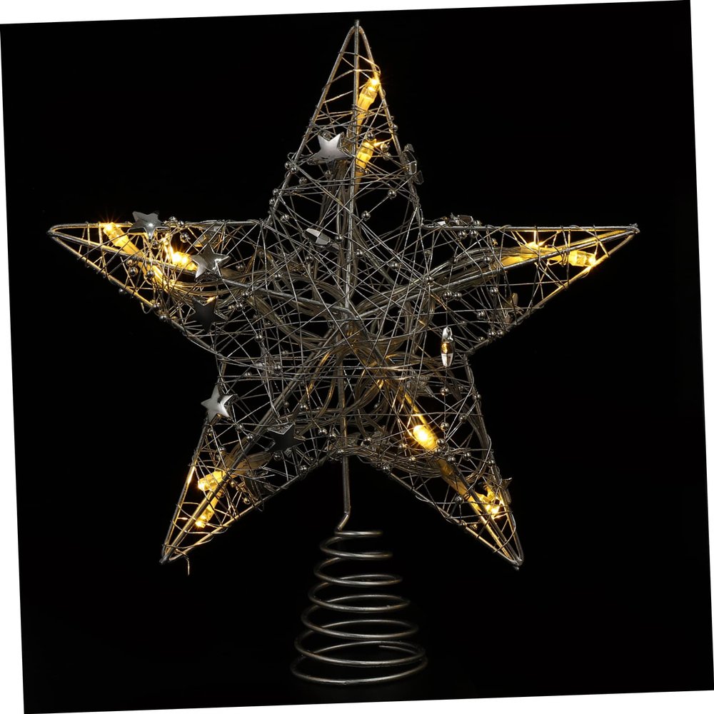 LIFKICH 1pc Star Christmas Tree Topper Five-Pointed Star for Christmas Tree Decor Easy Installation Holiday Atmosphere Decoration