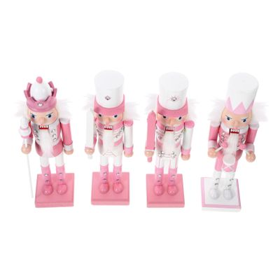 BCOATH 4pcs Wooden Nutcracker Soldier Festive Christmas Decor Figures for Desktop Display for Boys and Girls and Holiday Parties Nutcracker Ornaments