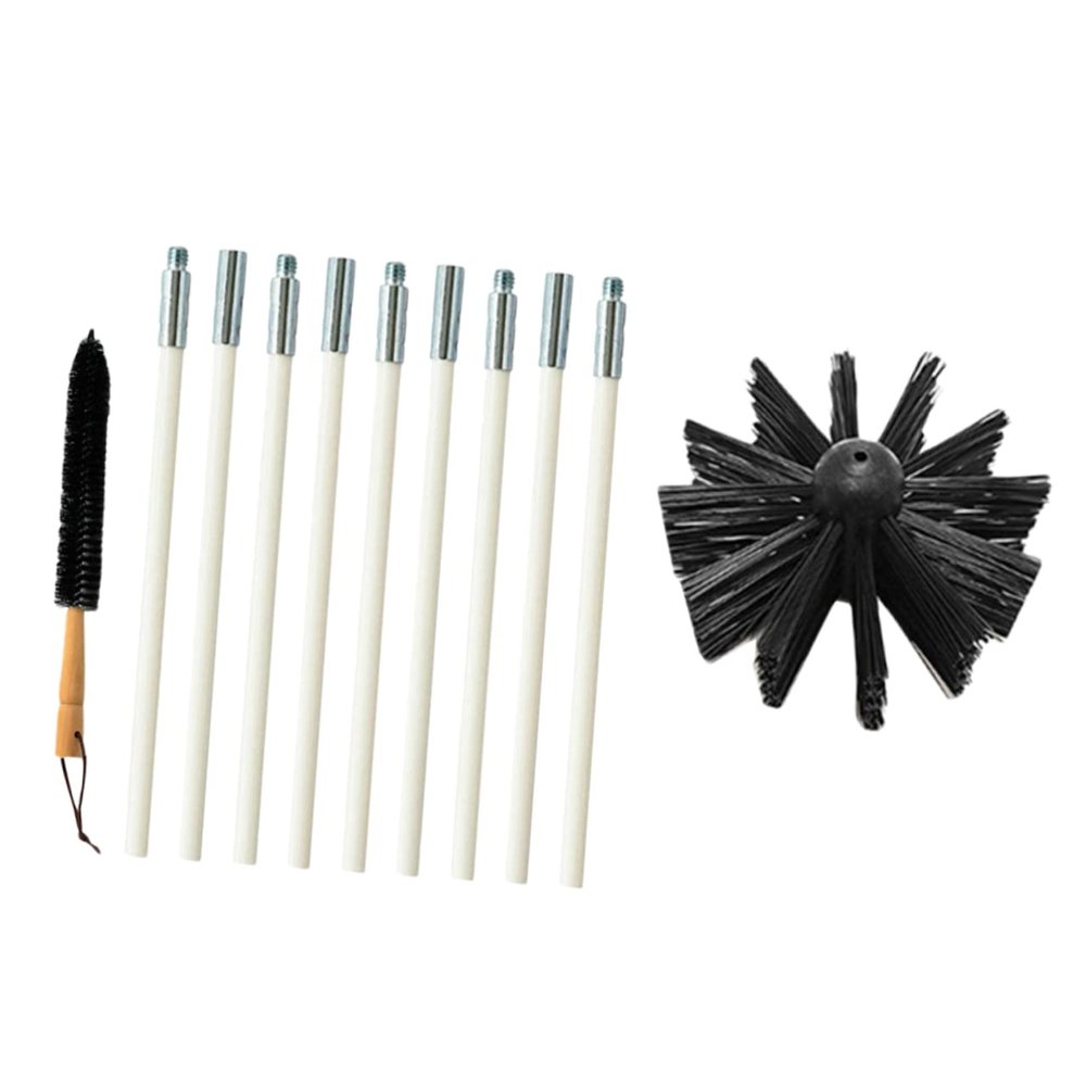 BUTIFULSIC Dryer Vent Brush and Duct Cleaner Kit with Nylon Head and Wooden Handle for Efficient Flue and Fireplace Cleaning