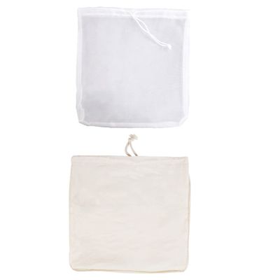 CIYODO 2pcs Reusable Filter Bag Set Food Grade Straining Bags for Soy Milk Nut Milk Coffee Tea Juice and Cooking Includes Cotton and Nylon Filters Easy to Clean and Reuse