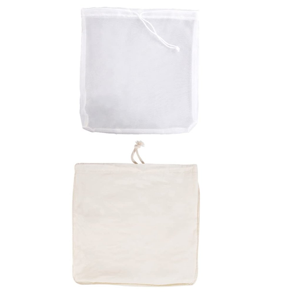 CIYODO 2pcs Reusable Filter Bag Set Food Grade Straining Bags for Soy Milk Nut Milk Coffee Tea Juice and Cooking Includes Cotton and Nylon Filters Easy to Clean and Reuse