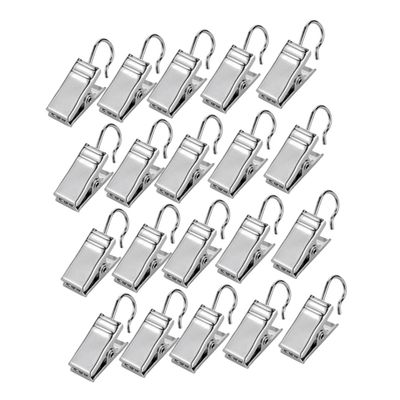 RORPOIR Metal Clips for Shower Curtain Rings 120 Pcs Wide Flat Hooks Lights Hanger Wire Holder for Home Party Outdoor Decor