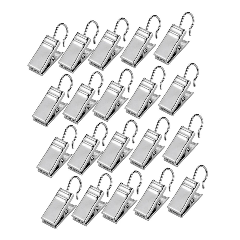 RORPOIR Metal Clips for Shower Curtain Rings 120 Pcs Wide Flat Hooks Lights Hanger Wire Holder for Home Party Outdoor Decor
