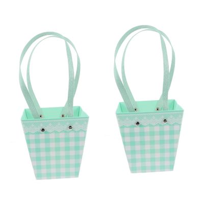 Ipetboom 10pcs Portable Plaid Flower Bouquet Bags Handles Floral Packaging for Weddings Home Decor and Florists Random Handle Colors