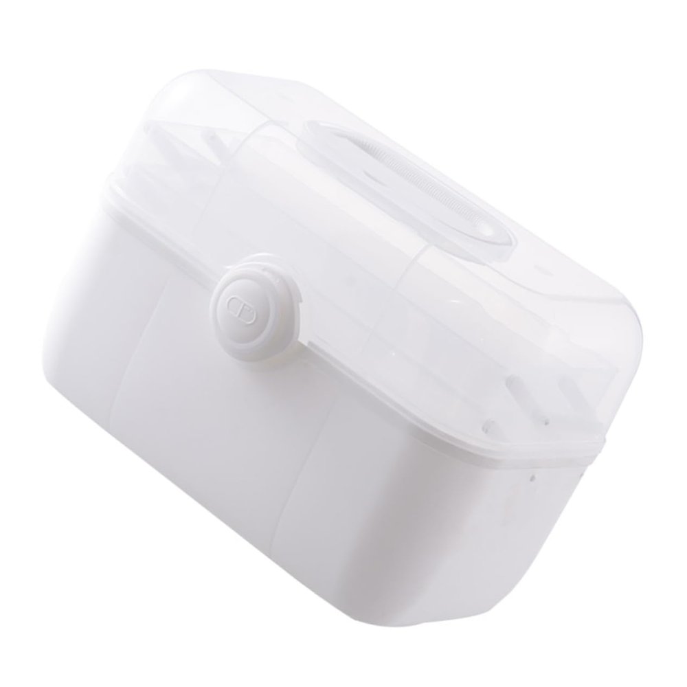 White PP Multi-Layer Medicine Storage Box with Cover for Home
