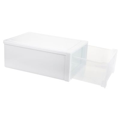 TINEASUR 1Pc Plastic Storage Box Drawer Style Underwear Organizer with Large Capacity for Socks Bras Scarves and Accessories Breathable and White Closet Storage Container for Clothing Organization