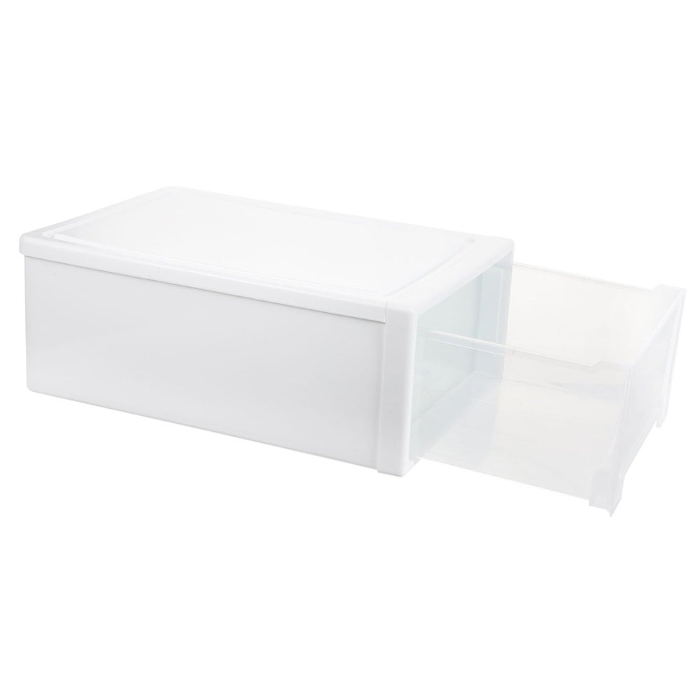 TINEASUR 1Pc Plastic Storage Box Drawer Style Underwear Organizer with Large Capacity for Socks Bras Scarves and Accessories Breathable and White Closet Storage Container for Clothing Organization