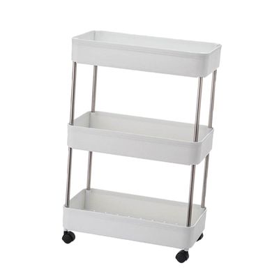 MERRYHAPY Elegant Rolling Storage Cart Pp Shelves Utility Organizer 3-Shelf Large Capacity for Kitchen Bathroom