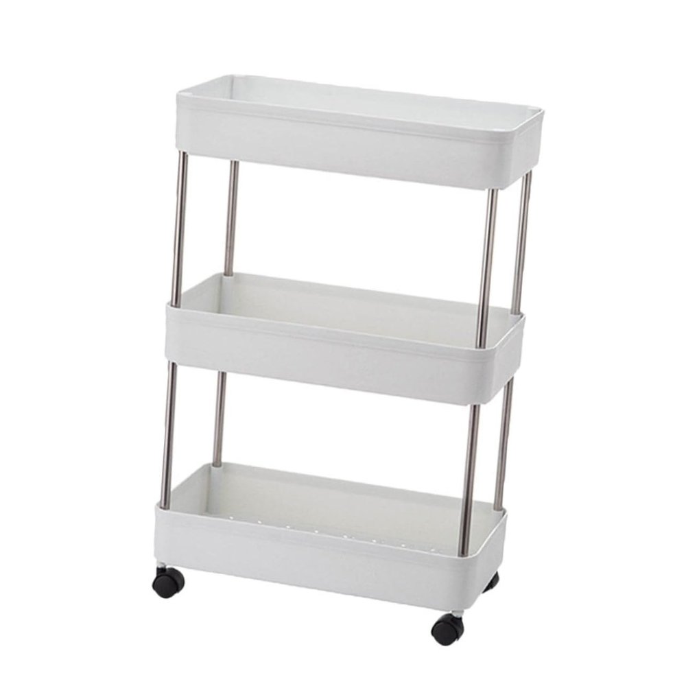 MERRYHAPY Elegant Rolling Storage Cart Pp Shelves Utility Organizer 3-Shelf Large Capacity for Kitchen Bathroom
