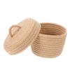 ANDRESLAD Cotton Rope Storage Basket with Lid Multifunctional Woven Organizer for Dorm Pastoral Style Sundries Container for Desktop and Home view 1