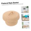 ANDRESLAD Cotton Rope Storage Basket with Lid Multifunctional Woven Organizer for Dorm Pastoral Style Sundries Container for Desktop and Home view 2