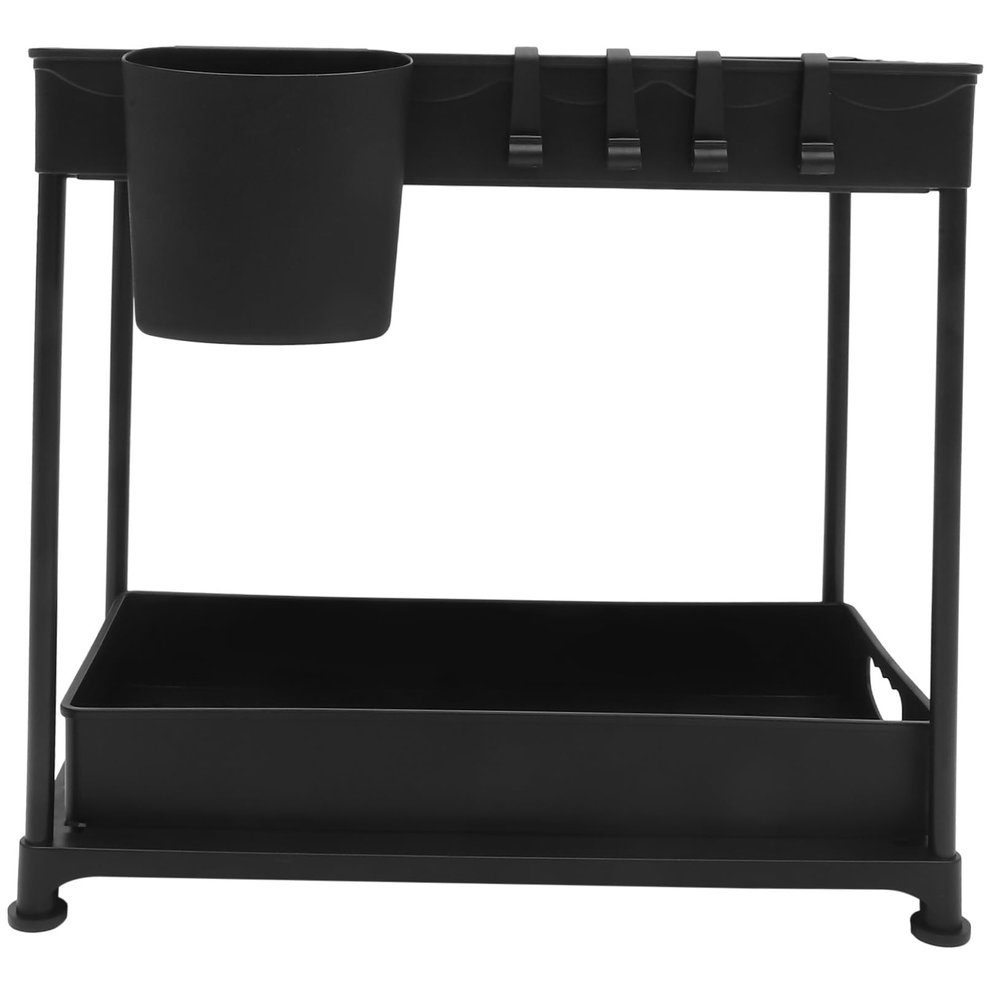 Mikinona 1set under Sink Storage Organizer Rack Sliding Basket System for Kitchen Bathroom Laundry Room Expandable Cup Holder Material Space-saving Design Easy Installation